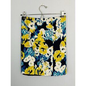 Lysse New York Women’s Size SP Floral Stretchy Pull-On Lined Skirt Blue/Yellow